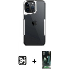 İlk El Grup Ieg™ iPhone 16 Pro Max Akış Çizgi Koleksiyonu - Siyah 360 Mat Full Body Arka Koruyucu + Gümüş Pvd Metal Kamera Lens