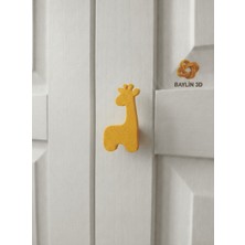 Baylin 3D 3 Adet  Zürafa Figürlü Dolap Kulpu - Çocuk Odası , Modern ve Şık  (3cm Vida ve Somun Dahil)