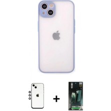 İlk El Grup Ieg™ iPhone 14 Ahenk Çizgi Serisi - Şeffaf 360 Full Body Arka Koruyucu + Gümüş Shine Kamera Lens