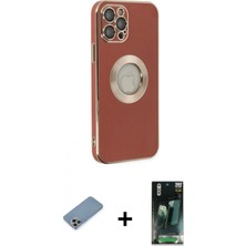 İlk El Grup Ieg™ iPhone 12 Pro Max Iz Form Serisi - Şeffaf 360 Full Body Arka Koruyucu + Gökkuşağı Shine Kamera Lens Koruma Cam