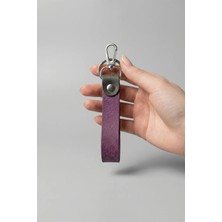 Pepuza Hakiki Deri - Kancalı Çift Renkli Big Anahtarlık - Mor