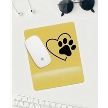 Hobishop Sarı Kalp & Pati Desenli Bilek Destekli Mousepad – Ergonomik Kaymaz Mouse Pad