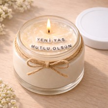 Verda Desing Yeni Yaş Mutlu Olsun Notlu Kokulu Kavanoz Mum - Özel Notlu Hediyelik Cam Mum