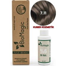 Biomagic 7.11 Yoğun Küllü Kumral Organik Içerikli Amonyaksız Kalıcı Saç Boyası +Oksidan