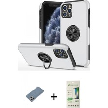 İlk El Grup Ieg™ iPhone 11 Pro Max Odak Form Prime - Siyah 20D Premium Cam Ekran Koruyucu + Gümüş Shine Kamera Lens Koruma Cam