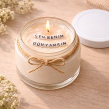 Verda Desing Sen Benim Dünyamsın Notlu Kokulu Kavanoz Mum - Özel Notlu Hediyelik Cam Mum