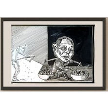 Karikatural Mohsen Divandari 29X21CM Orijinal Karikatür BOD04205