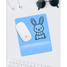 Hobishop Sevimli Tavşan Desenli Mousepad – Mavi Zemin Kaymaz Tabanlı Mouse Pad
