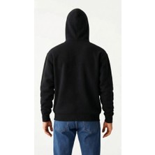 Bi Baksana Samuray Ninja Çift Kapüşonlu Zıp Fermuarlı Kanguru Cepli Tam Fermuarlı Hoodie Sweatshirt - Siyah