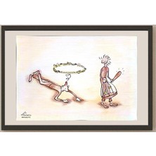 Karikatural Mahshid Hashemi 29X21CM Orijinal Karikatür BOD03852