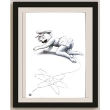 Karikatural Amih Montazeri 29X21CM Orijinal Karikatür BOD04013