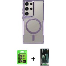 İlk El Grup Ieg™ Galaxy S24 Ultra Yadigar Klasik Özel Seri - Siyah 360 Mat Full Body Arka Koruyucu + Sarı Raze Metal Kamera Lens