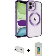 İlk El Grup Ieg™ iPhone 12 Nova Işık Özel Seri - Siyah Polymer Nano Ekran Koruyucu + Mor Rainbow Kamera Lens Koruma Cam