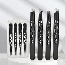 YYB Profesyonel Kareli 4'lü Kaş Cımbız Seti - Altın Renkli Paslanmaz Çelik Şık Taşıma Kutulu Set