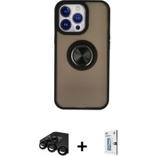 İlk El Grup Ieg™ iPhone 15 Pro Max Yörünge Çizgi - Siyah Bilvis 0.18MM Plus Cam Ekran Koruyucu + Siyah Raze Metal Kamera Lens
