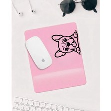 Hobishop Sevimli Köpek Desenli Mousepad – Pembe Zemin Kaymaz Tabanlı Mouse Pad