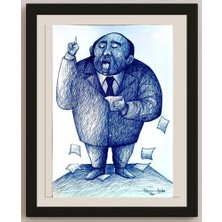 Karikatural Candido Isidfo Cuenca Fuentes 43X30CM Orijinal Karikatür BOD04346
