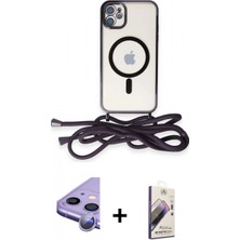 İlk El Grup Ieg™ iPhone 11 Eksen Özel Seri - Siyah Bilvis 3D Mat Cam Ekran Koruyucu + Mor Raze Metal Kamera Lens