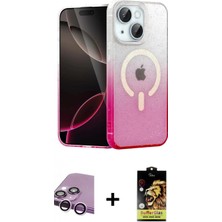 İlk El Grup Ieg™ iPhone 14 Eksen Minimal Özel Seri - Siyah Buffer Cam Ekran Koruyucu + Mor Raze Metal Kamera Lens