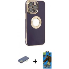 İlk El Grup Ieg™ iPhone 13 Pro Max Iz Form Serisi - Siyah 18D Cam Ekran Koruyucu + Yeşil Renkli Kamera Lens Koruma Cam