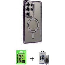 İlk El Grup Ieg™ Galaxy S24 Ultra Zirve Doku Prime - Siyah Vanessa Magic Hayalet Cam + Gümüş Raze Metal Kamera Lens