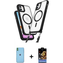 İlk El Grup Ieg™ iPhone 11 Atlas Doku Koleksiyonu - Siyah Buffer Hayalet Cam Ekran Koruyucu + Yeşil Neon Fosforlu Kamera Lens