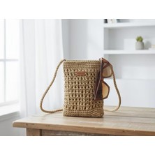 Home Art Paris El Yapımı Hasır Örgü Omuz Çantası - Doğal Kağıt Ip Tasarım Çapraz Çanta - Bohem Yazlık Butik Aksesuar
