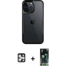İlk El Grup Ieg™ iPhone 16 Pro Max Akış Çizgi Koleksiyonu - Siyah 360 Mat Full Body Arka Koruyucu + Gümüş Pvd Metal Kamera Lens