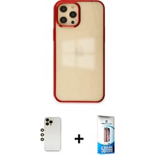 İlk El Grup Ieg™ iPhone 12 Pro Max Doruk Doku Prime - Siyah 5d Eko Cam Ekran Koruyucu + Gold Shine Kamera Lens