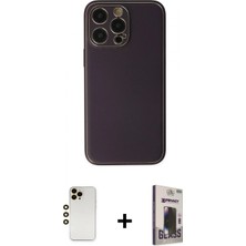 İlk El Grup Ieg™ iPhone 13 Pro Max Yadigar Klasik - Siyah Bilvis Hayalet Cam Ekran Koruyucu + Gold Shine Kamera Lens