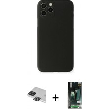 İlk El Grup Ieg™ iPhone 11 Pro Max Yadigar Yansıma Serisi - Siyah 360 Mat Full Body Arka Koruyucu + Siyah Pers Alüminyum Kamera Lens