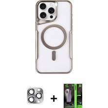 İlk El Grup Ieg™ iPhone 16 Pro Max Yadigar Klasik Özel Seri - Şeffaf 360 Full Body Arka Koruyucu + Gri Pers Alüminyum Kamera Lens