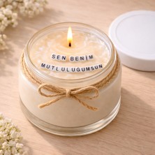 Verda Desing Sen Benim Mutluluğumsun Notlu Kokulu Kavanoz Mum - Özel Notlu Hediyelik Cam Mum