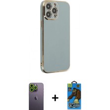 İlk El Grup Ieg™ iPhone 13 Pro Max Yankı Serisi - Siyah 18D Cam Ekran Koruyucu + Yeşil Neon Fosforlu Kamera Lens