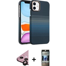 İlk El Grup Ieg™ iPhone 11 Doruk Serisi - Siyah 34D Hayalet Izgaralı Cam + Siyah Raze Metal Kamera Lens