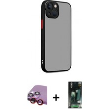 İlk El Grup Ieg™ iPhone 13 Ahenk Çizgi Serisi - Şeffaf 360 Full Body Arka Koruyucu + Kırmızı Raze Metal Kamera Lens