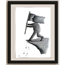Karikatural Masoud Ziaei Zardkhashosei 29X21CM Orijinal Karikatür BOD04374