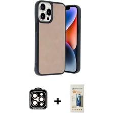 İlk El Grup Ieg™ iPhone 14 Pro Max Kıvılcım Işık Serisi - Siyah 6d Mat Seramik Hayalet Nano Ekran Koruyucu + Turuncu Pvd Metal Kamera Lens