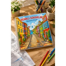 Z&R Craft Renkli Sokaklar Boyama Kitabı, Sokak Manzaraları ve Evler, 20 Görsel, Stres Azaltıcı Boyama Kitabı