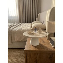 El Yapımı Doğal Traverten Mermer Sunumluk Ayaklı Kahve Pasta Servis