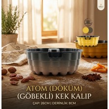 Melys Atom Döküm Göbekli Kek Kalıbı - 26 cm Granit Efektli Yapışmaz Yanmaz Kek Kalıbı - Siyah & Bakır