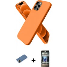 İlk El Grup Ieg™ iPhone 12 Pro Kozmos Yansıma Özel Seri - Siyah 34D Hayalet Izgaralı Cam + Gold Shine Kamera Lens Koruma Cam