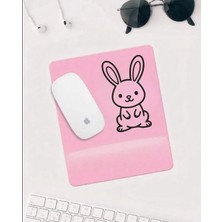 Hobishop Sevimli Tavşan Desenli Mousepad – Pembe Zemin Kaymaz Tabanlı Mouse Pad