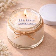 Verda Desing Sen Benim Gerçeğimsin Notlu Kokulu Kavanoz Mum - Özel Notlu Hediyelik Cam Mum