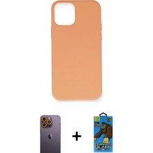 İlk El Grup Ieg™ iPhone 12 Pro Max Ahenk Serisi - Siyah 18D Cam Ekran Koruyucu + Sarı Neon Fosforlu Kamera Lens