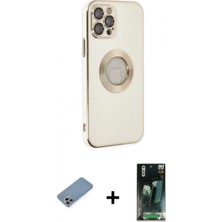 İlk El Grup Ieg™ iPhone 12 Pro Max Iz Form Serisi - Şeffaf 360 Full Body Arka Koruyucu + Gökkuşağı Shine Kamera Lens Koruma Cam