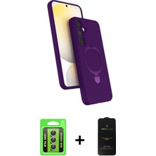 İlk El Grup Ieg™ Galaxy A35 5g Iz Işık Koleksiyonu - Siyah 6d Antistatik Mat Seramik Hayalet Nano Ekran Koruyucu + Gümüş Raze Metal Kamera Lens