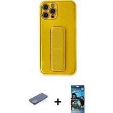 İlk El Grup Ieg™ iPhone 12 Pro Max Yörünge Yansıma - Siyah 34D Izgaralı Cam + Yeşil Renkli Kamera Lens Koruma Cam