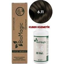 Biomagic 6.11 Yoğun Küllü Koyu Kumral Organik Içerikli Amonyaksız Kalıcı Saç  Boyası +Oksidan