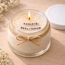 Verda Desing Kahveye Bekliyorum Notlu Kokulu Kavanoz Mum - Özel Notlu Hediyelik Cam Mum